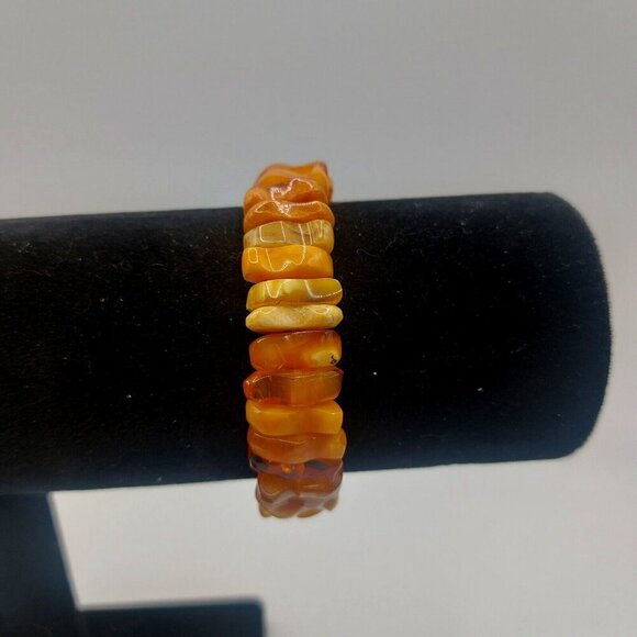 Estate Jewelry - Vintage Amber Bracelet Baltic Amber Egg Yolk Butterscotch multi toned amber